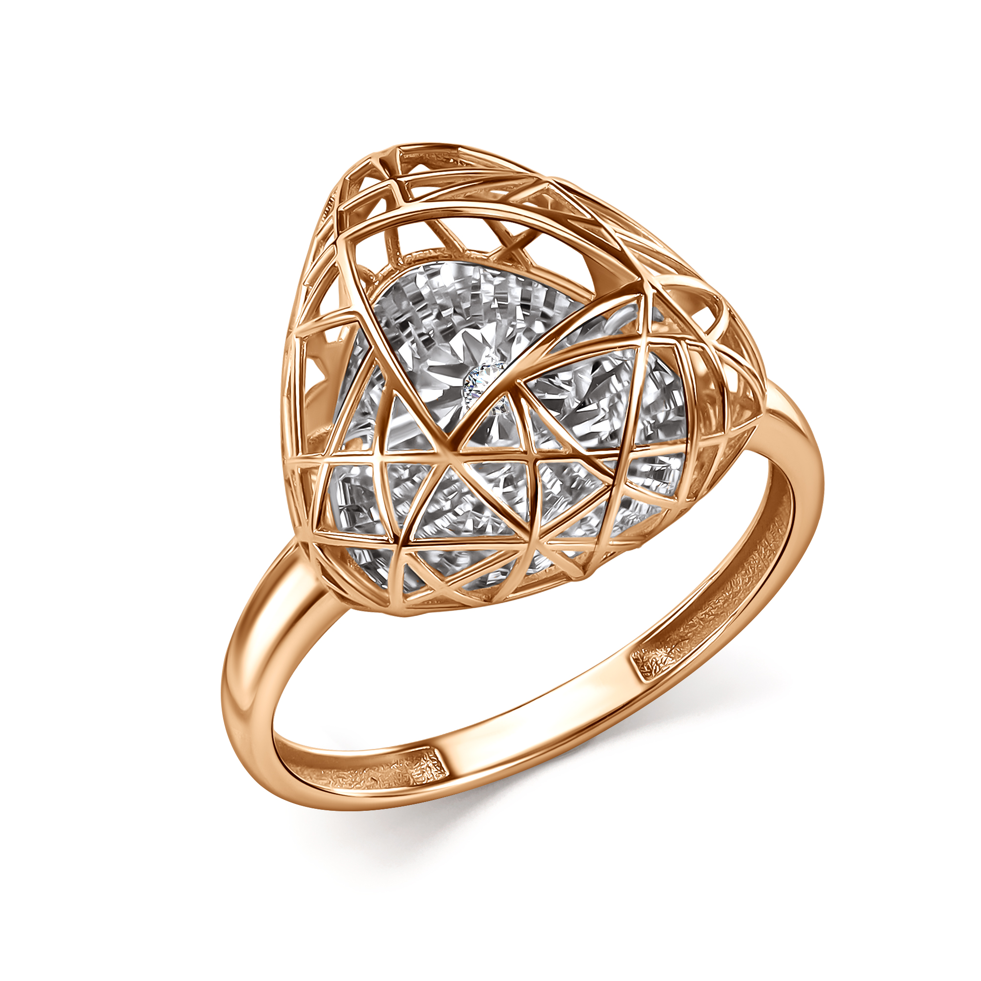 Кольцо из белого золота с танцующим бриллиантом