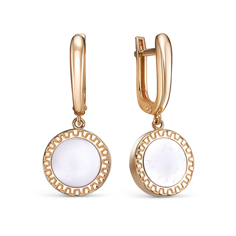 Серьги из красного золота с перламутром