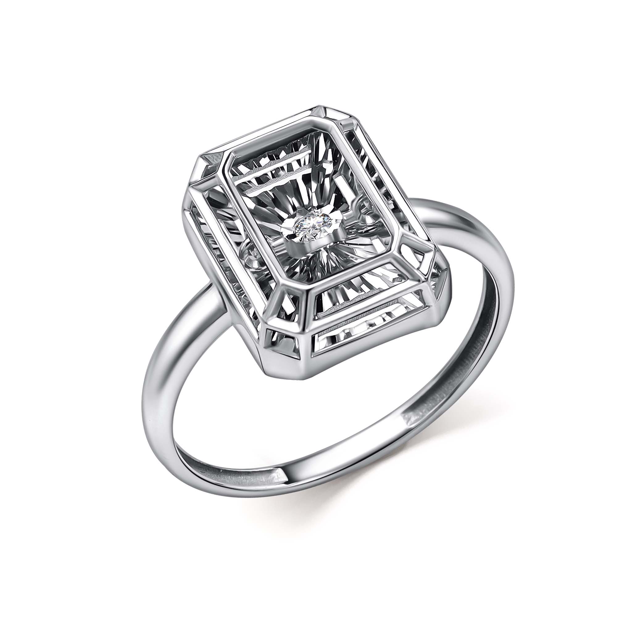 Кольцо из белого золота с танцующим бриллиантом