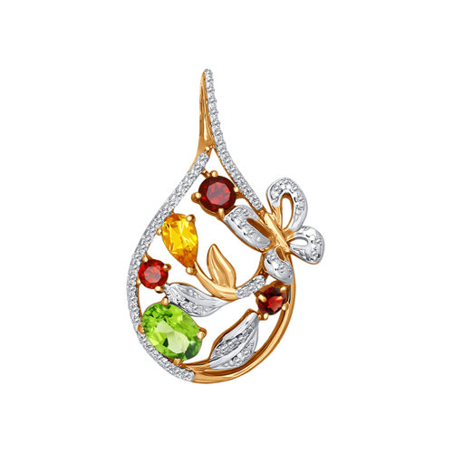 Подвеска из красного золота с миксом камней