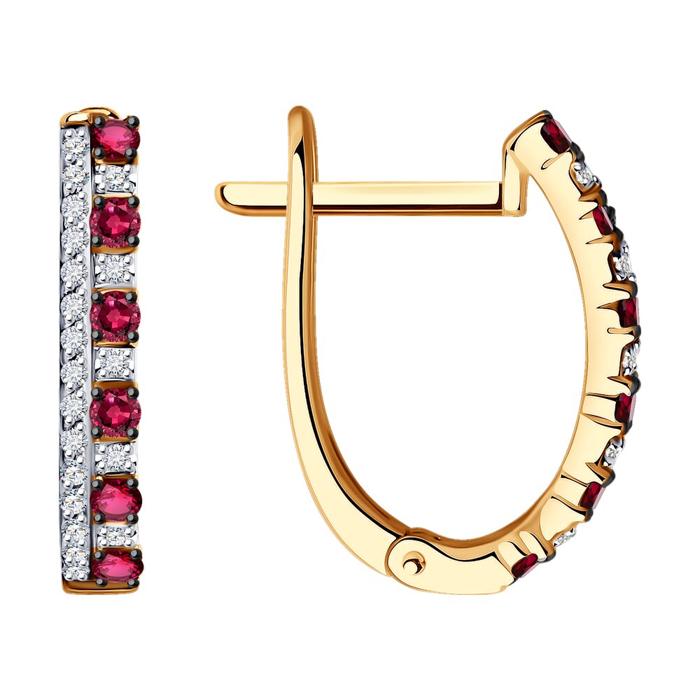 Серьги из красного золота с рубинами и бриллиантами