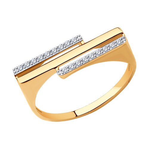 Кольцо из красного золота с фианитами