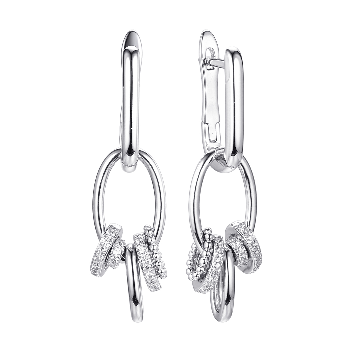 Серьги из серебра с фианитами