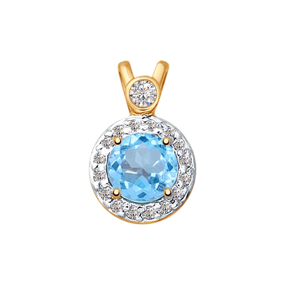 Подвеска из красного золота с топазом и фианитами