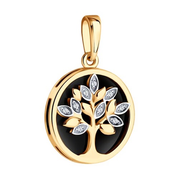 Подвеска из красного золота с агатом и фианитами