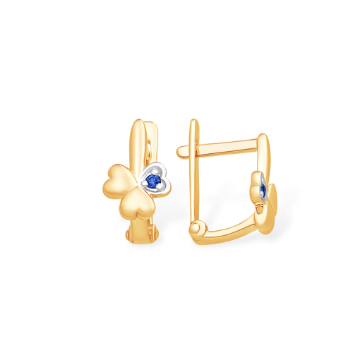 Серьги из красного золота 585 пробы с фианитами