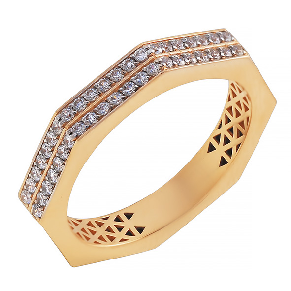 Кольцо из красного золота с фианитами