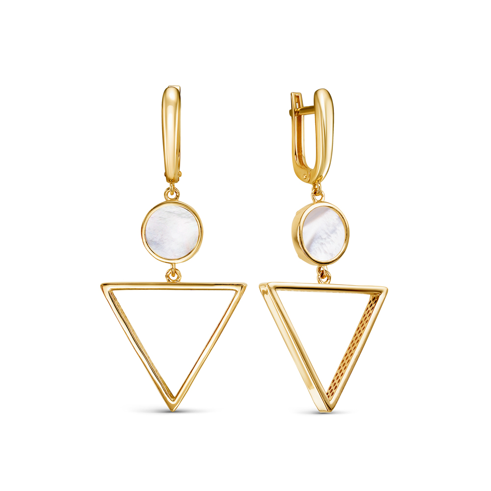 Серьги из желтого золота с перламутром