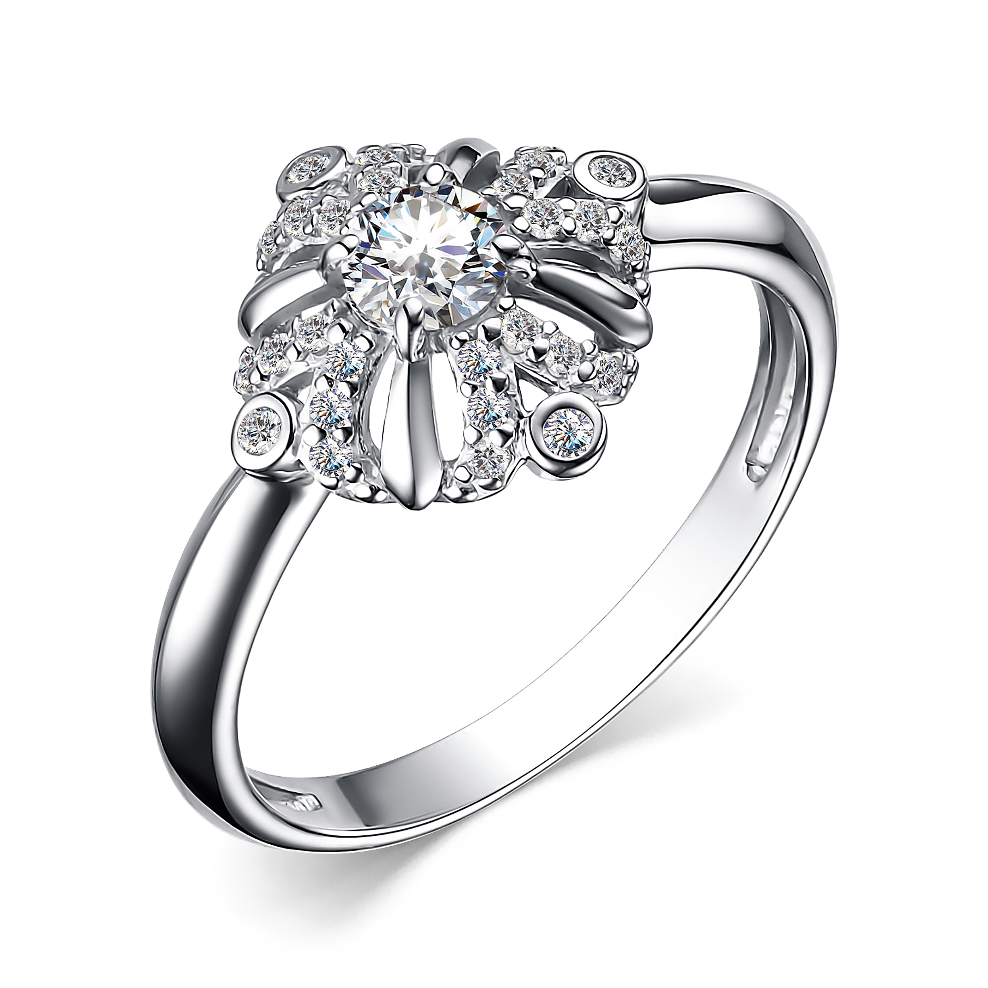 Кольцо из серебра с фианитами