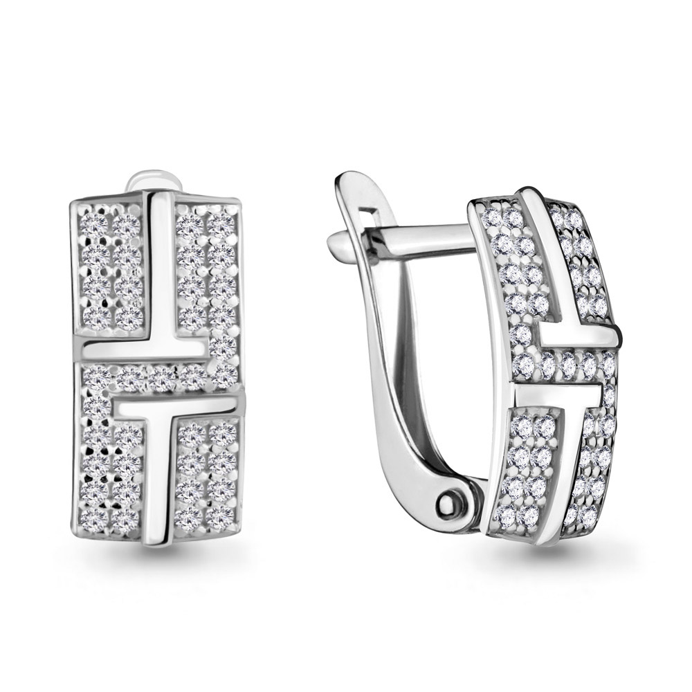 Серьги из серебра с фианитами
