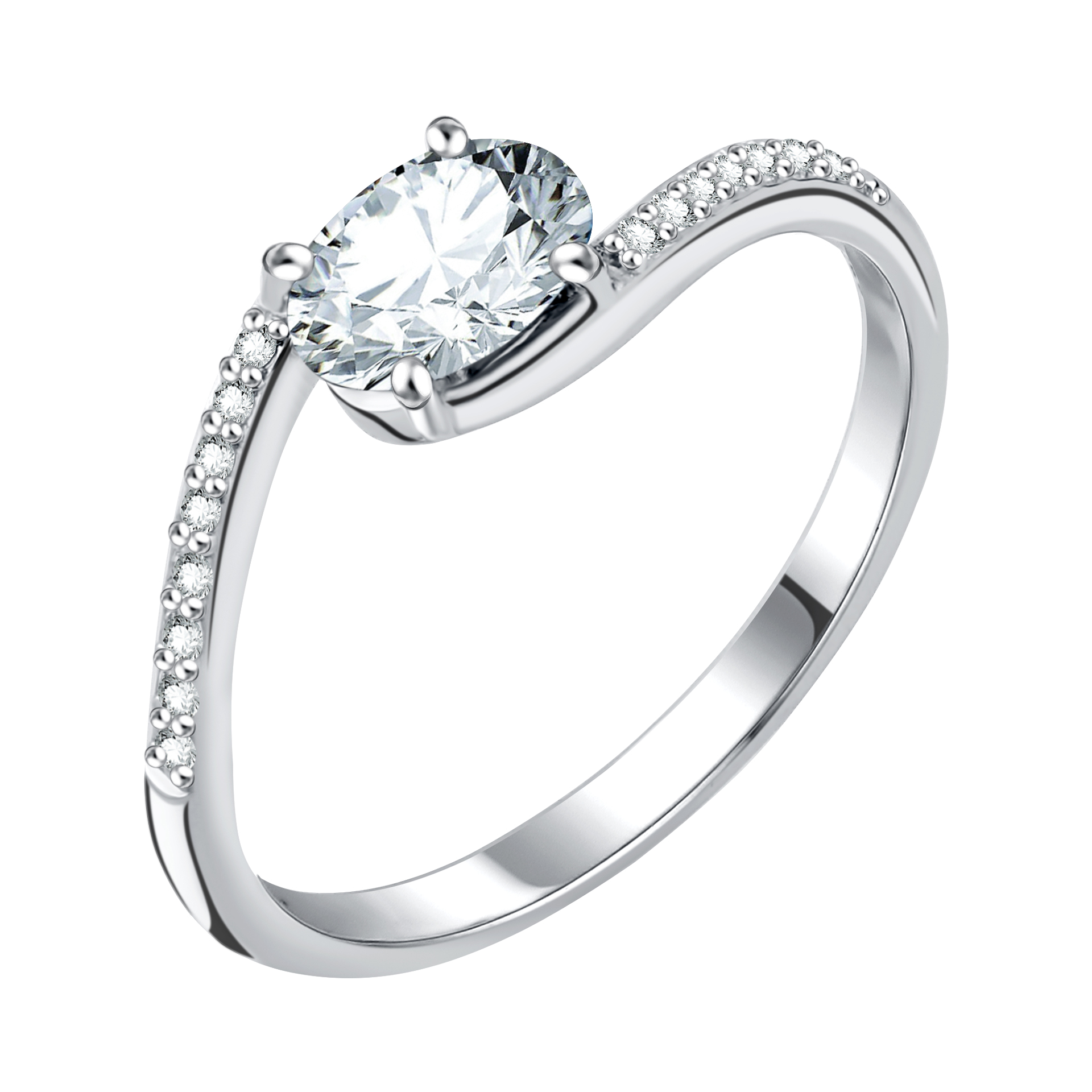 Кольцо из серебра с фианитами