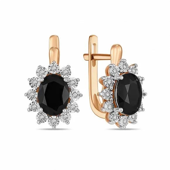 Серьги из золота с бриллиантами и сапфирами