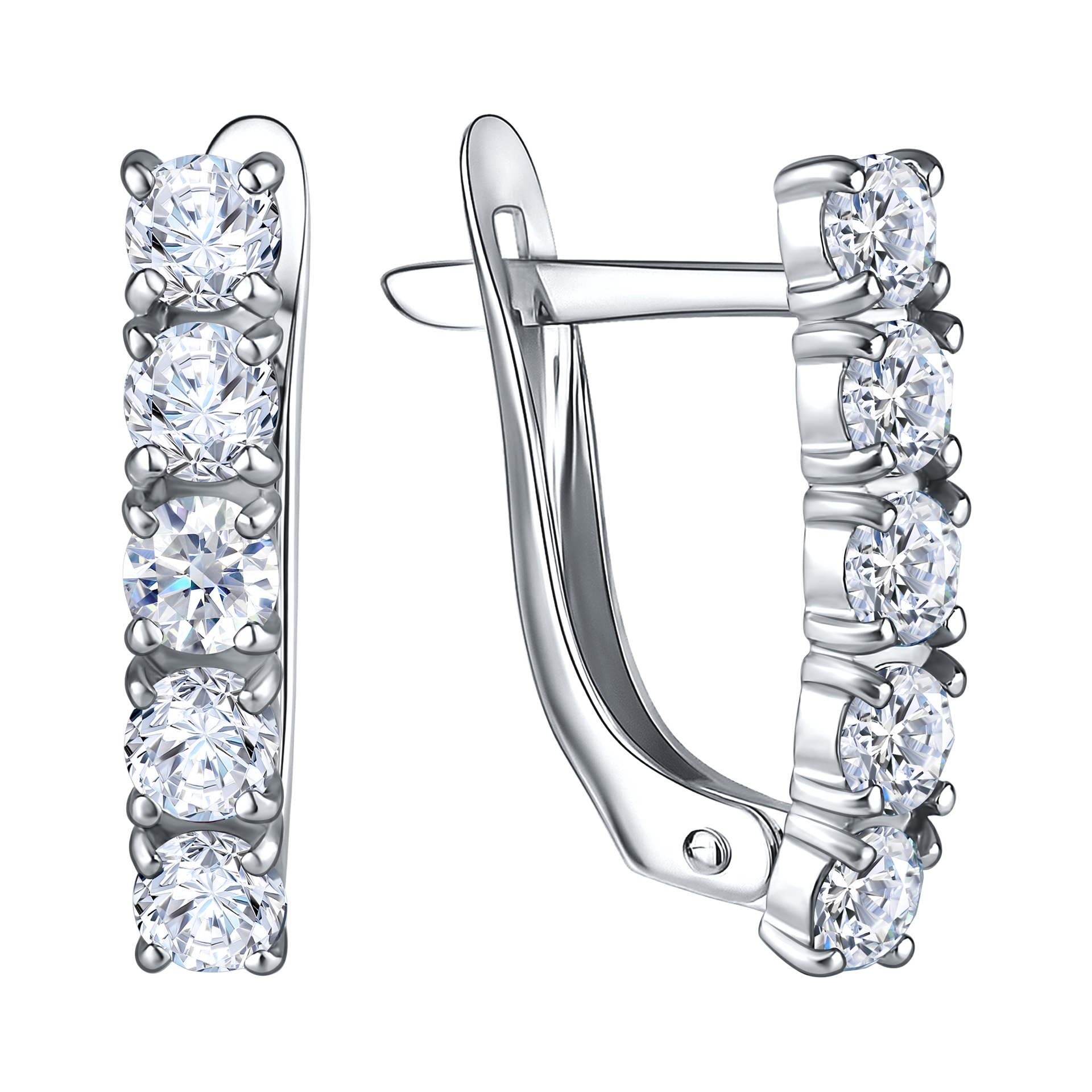 Серьги из серебра с фианитами