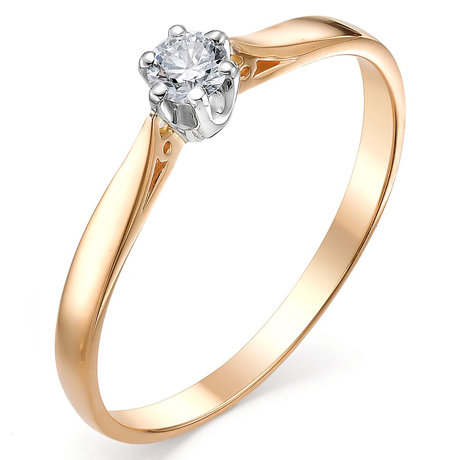 Кольцо из красного золота с бриллиантом