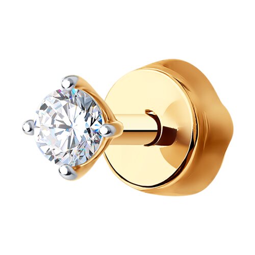 Моносерьга из красного золота с фианитом