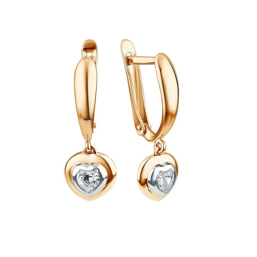 Серьги из красного золота с фианитами