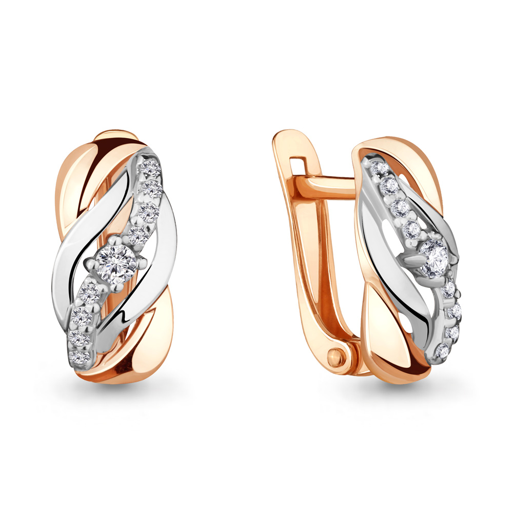 Серьги из красного золота с фианитами