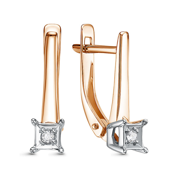 Серьги из красного золота с бриллиантами