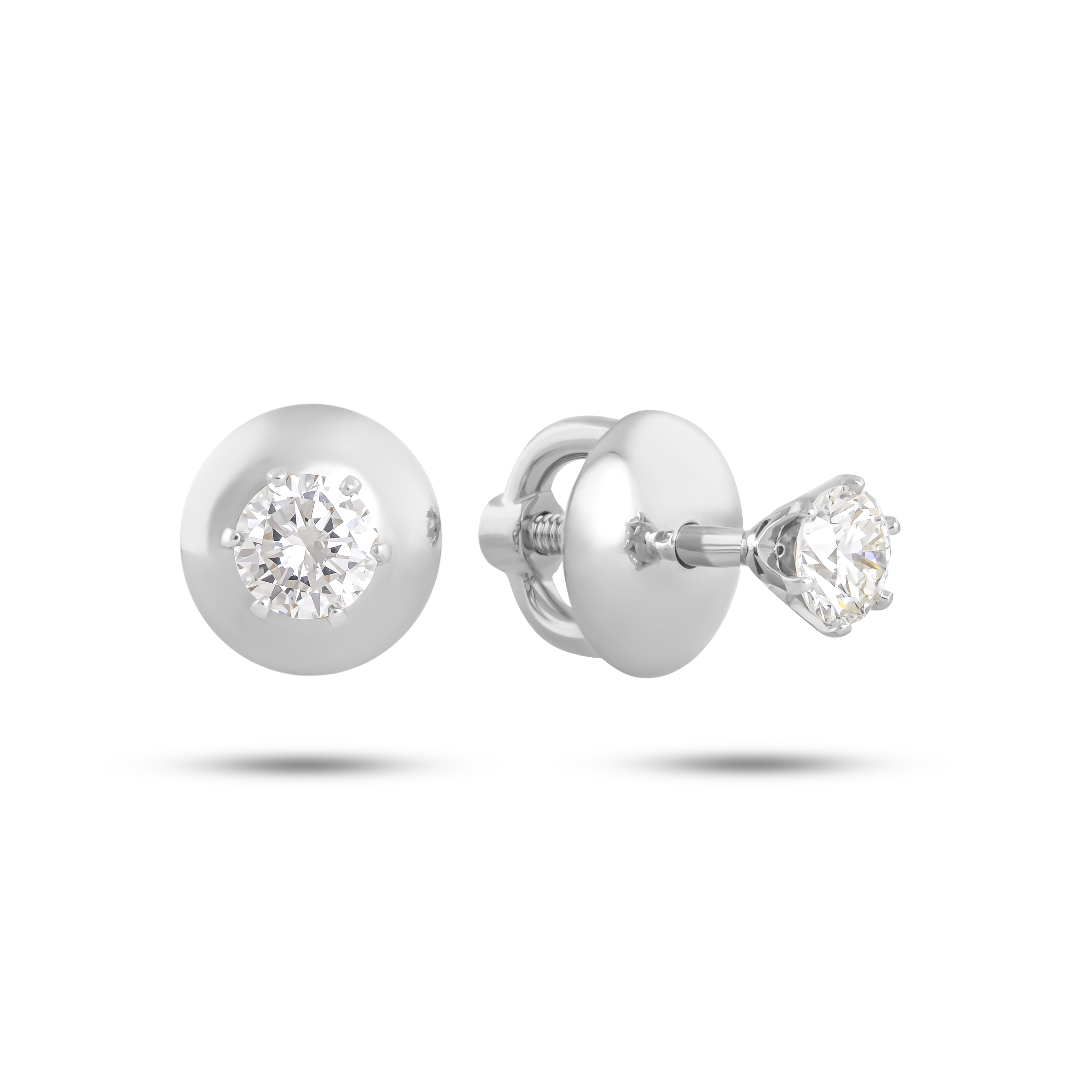 Серьги-пусеты из белого золота с бриллиантами