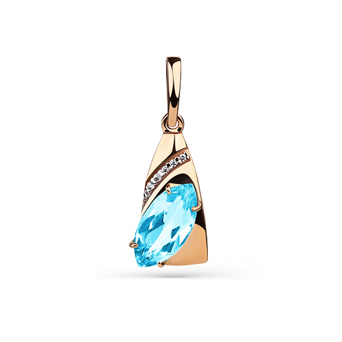 Подвеска из красного золота с топазом и фианитами