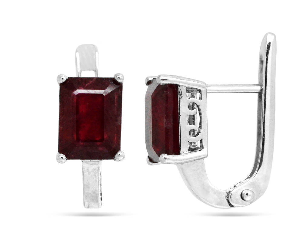 Серьги из серебра с корундами