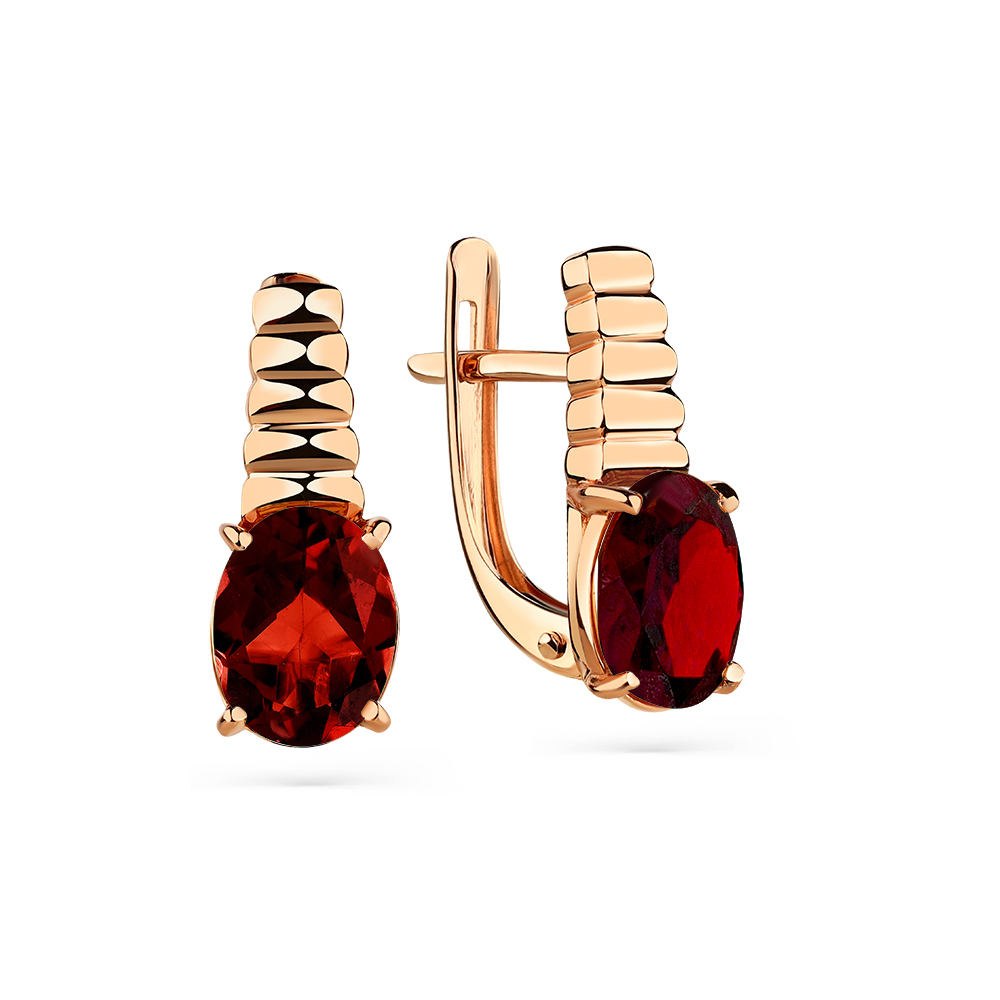 Серьги из красного золота с гранатами