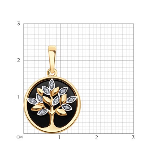 Подвеска из красного золота с агатом и фианитами