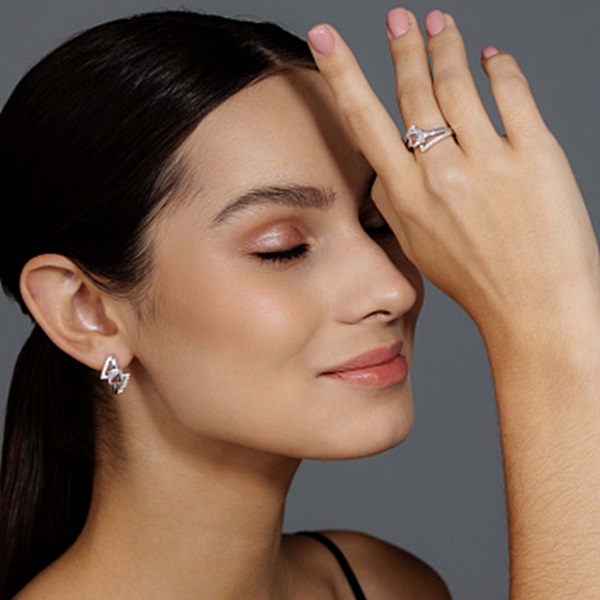 Кольцо из серебра с горным хрусталем и фианитами