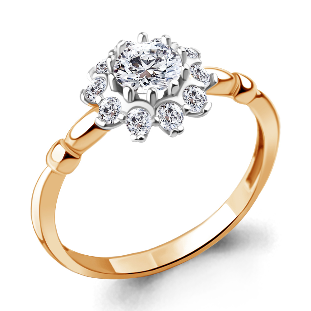 Кольцо из красного золота с фианитами