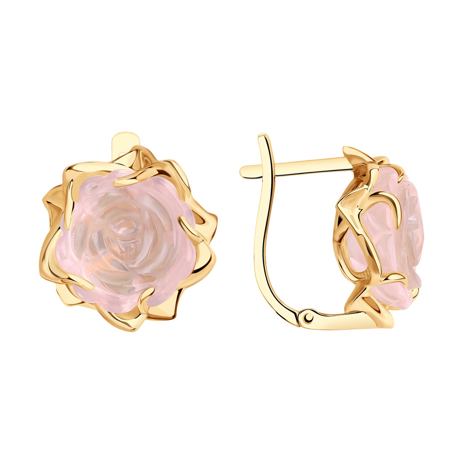 Серьги из красного золота с кварцем