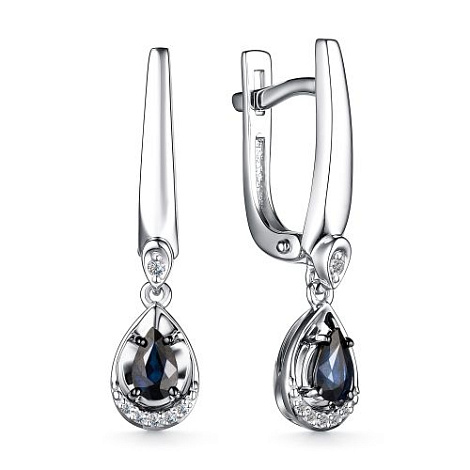 Серьги из белого золота с сапфирами и бриллиантами