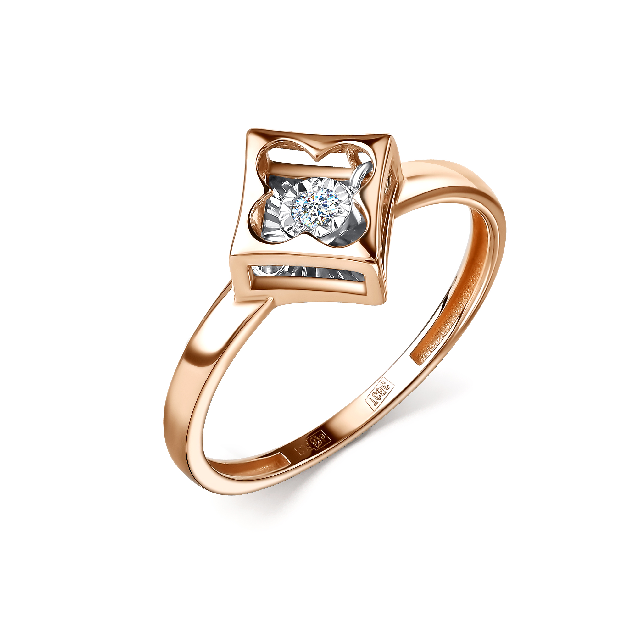 Кольцо из красного золота с бриллиантом