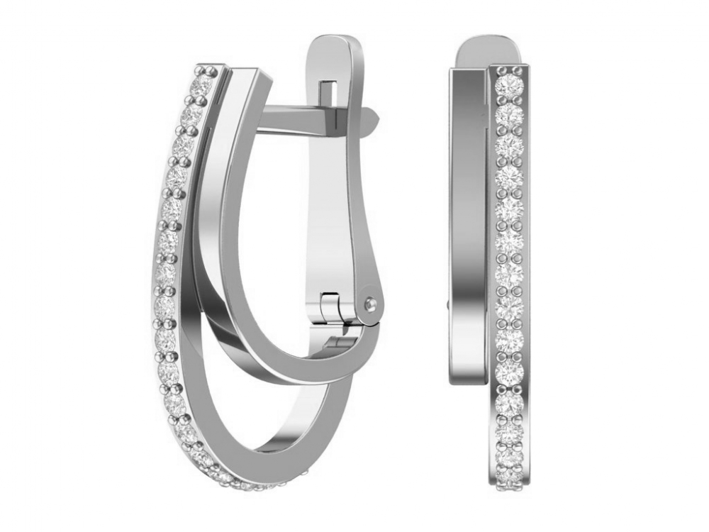 Серьги из серебра с фианитами