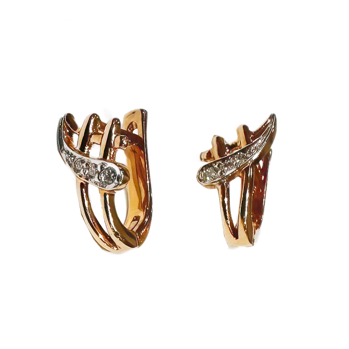 Серьги из красного золота с бриллиантами