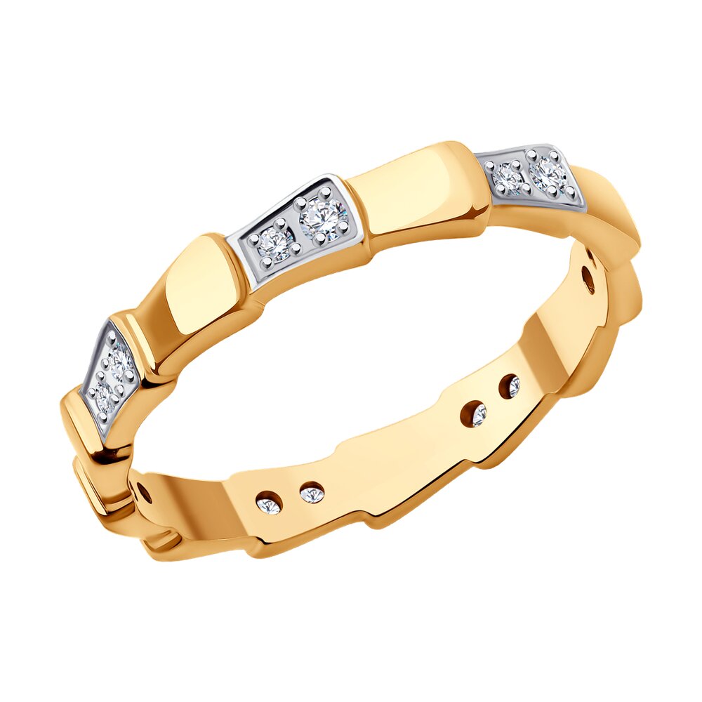 Кольцо из красного золота с фианитами