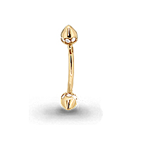 Пирсинг из красного золота с фианитами