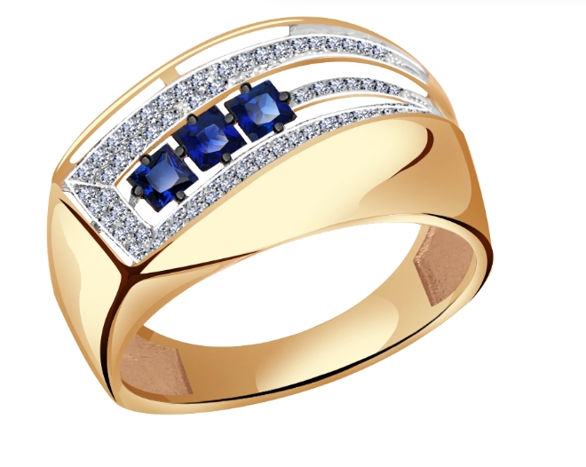 Кольцо из золота с сапфирами и бриллиантами