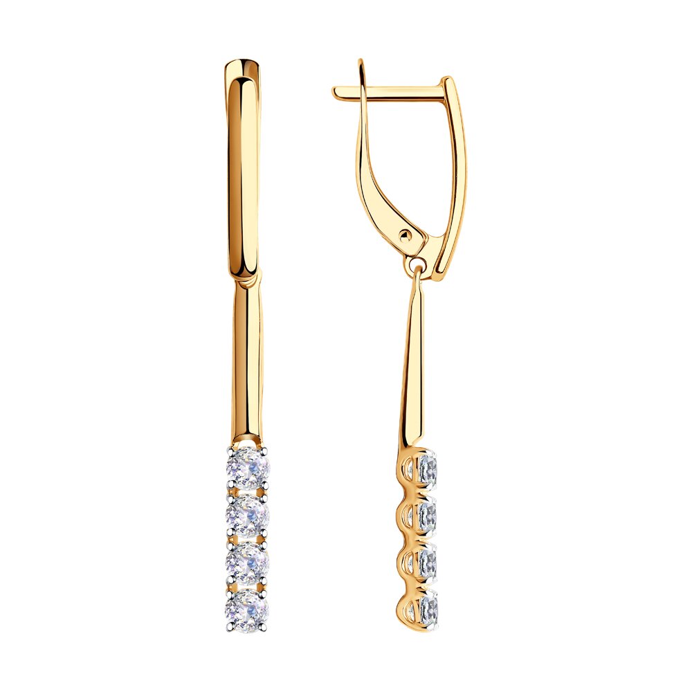 Серьги из красного золота с фианитами