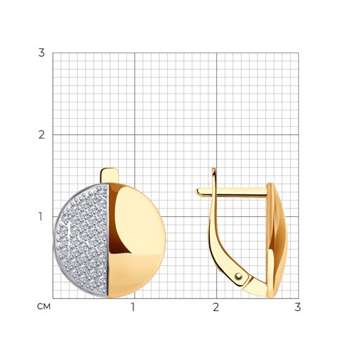 Серьги из красного золота с фианитами