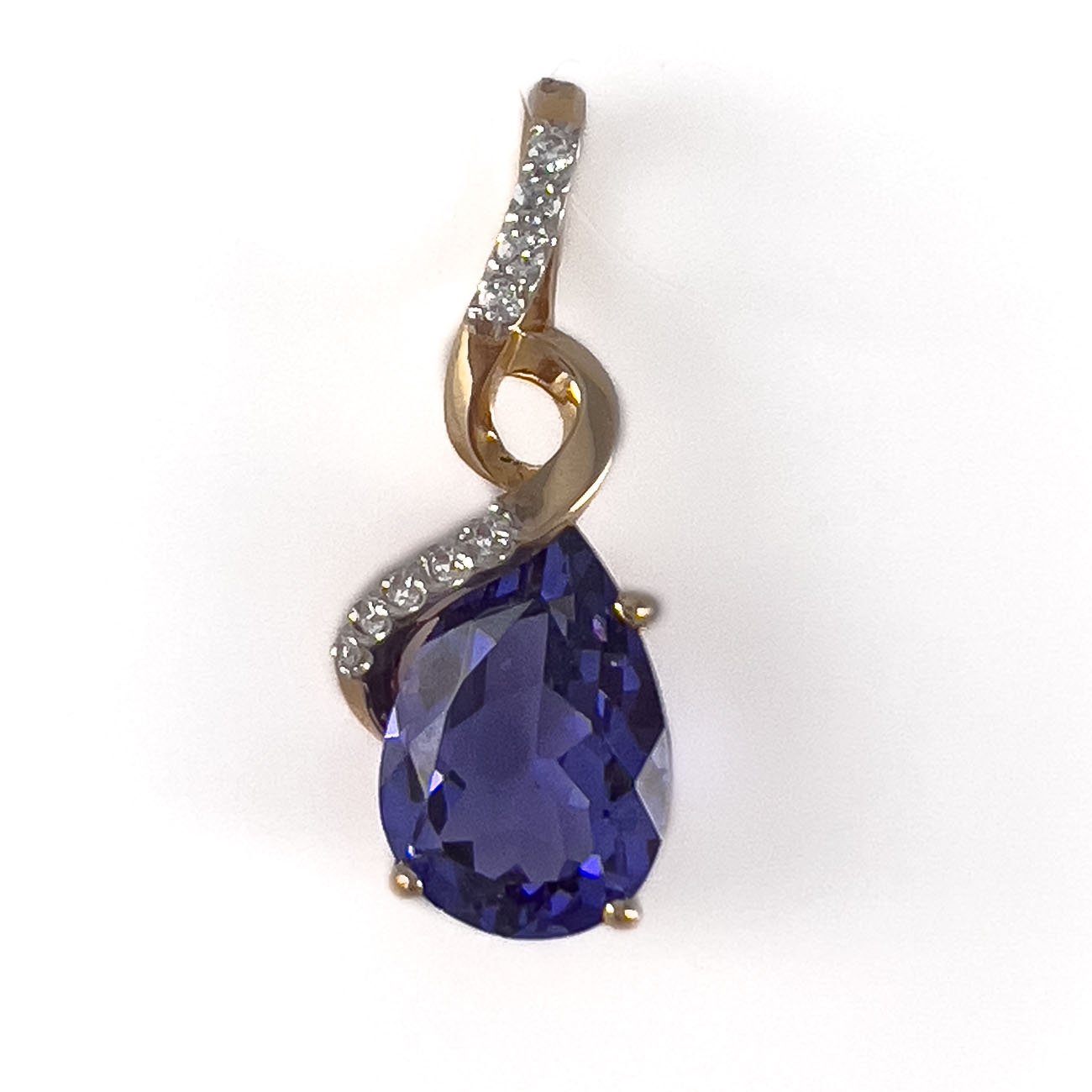 Подвеска из золота с ситалл танзанитом и фианитами