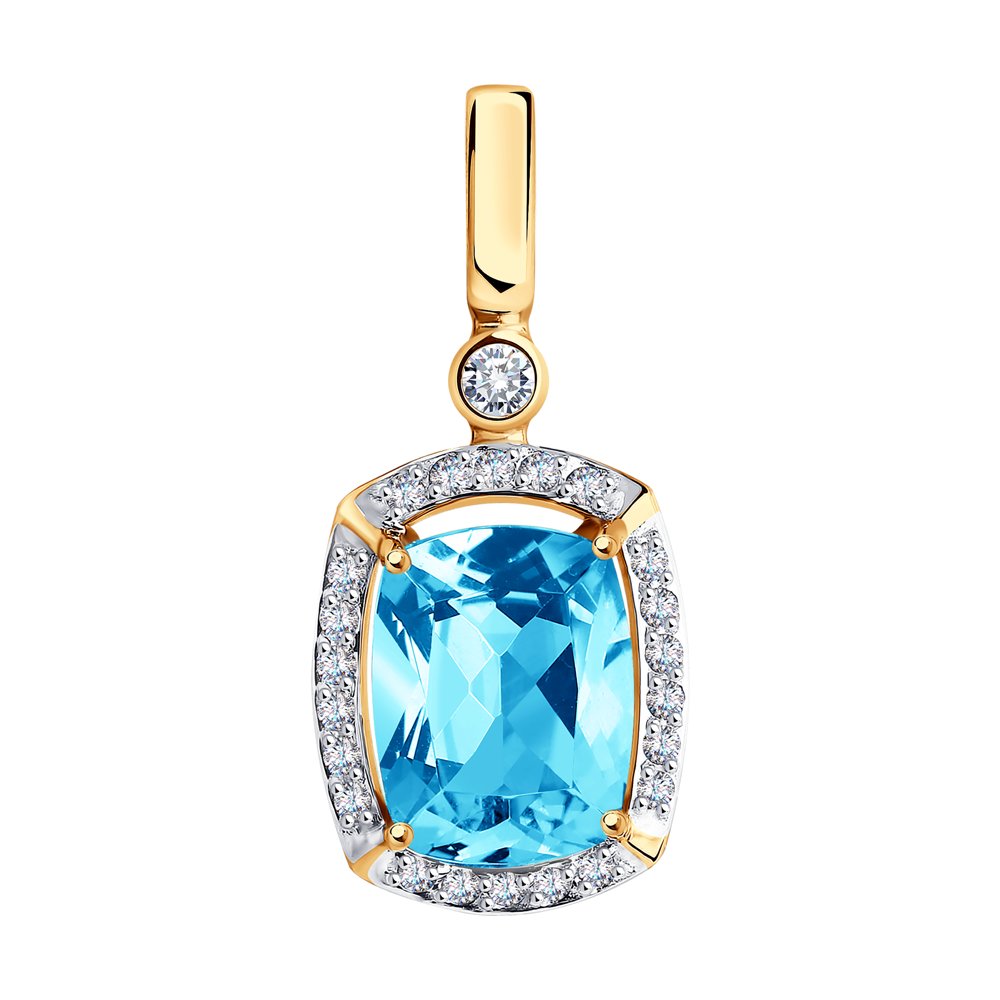 Подвеска из красного золота с топазом и фианитами