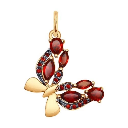Подвеска из красного золота с гранатами и фианитами