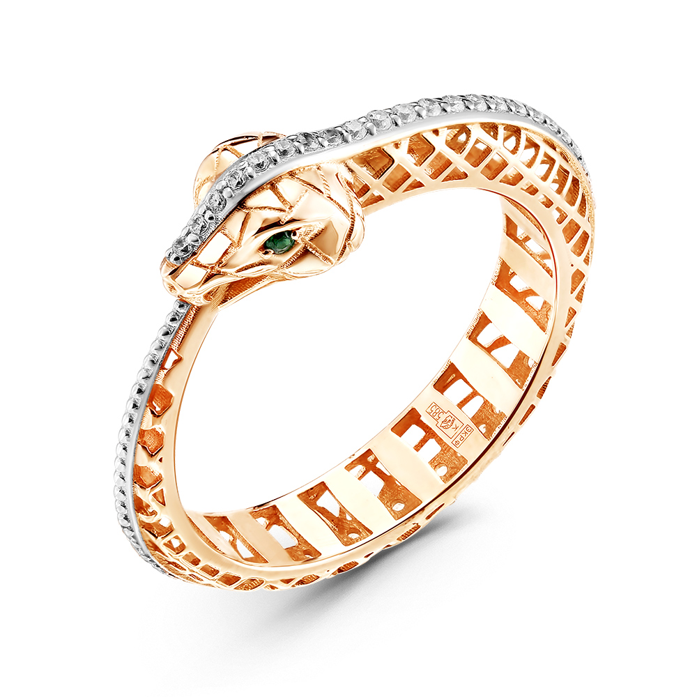 Кольцо из красного золота с фианитами