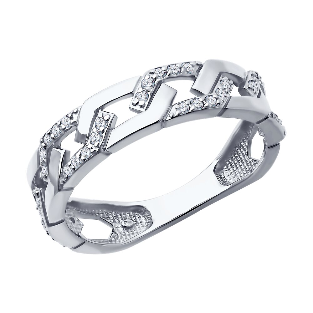 Кольцо из белого золота с фианитами