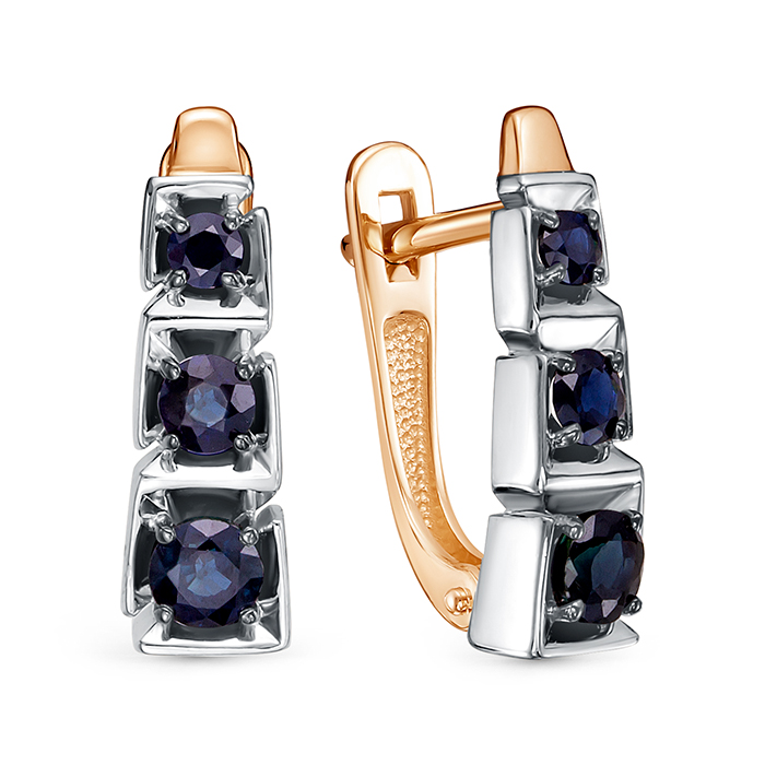 Серьги из красного золота с сапфирами