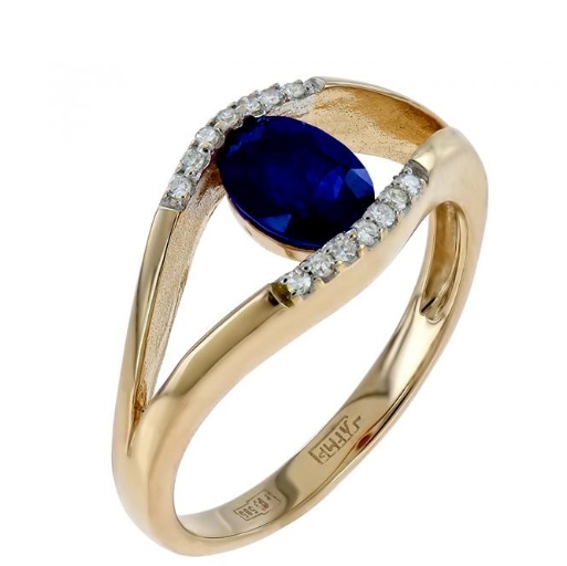 Кольцо из золота с сапфиром и бриллиантами