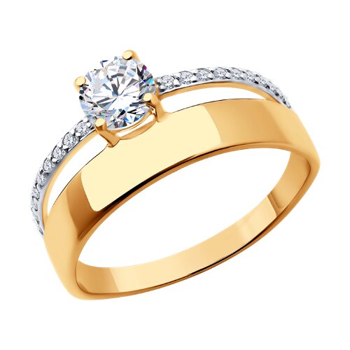 Кольцо из красного золота с фианитами