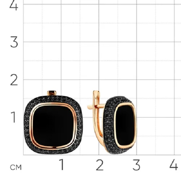 Серьги из красного золота с агатами и фианитами