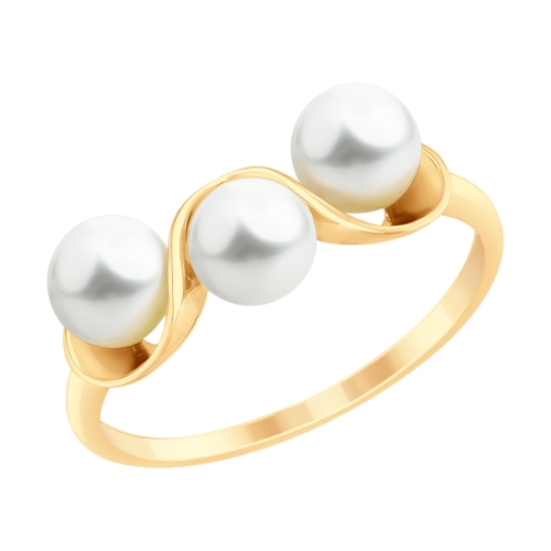 Кольцо из красного золота с жемчугом