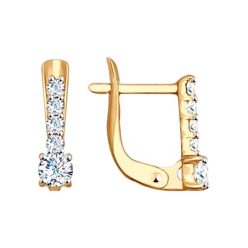 Серьги из красного золота 585 пробы с фианитами